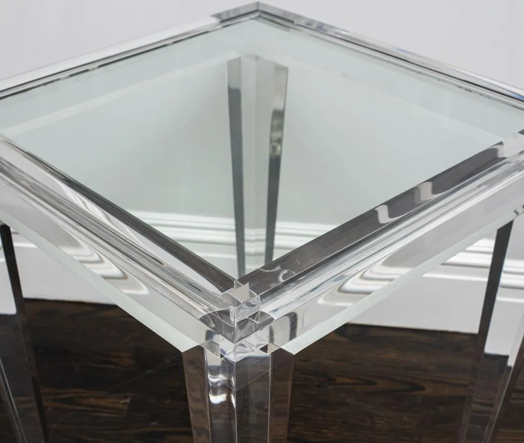 Modern Art Deco Revival Acrylic Side Tables