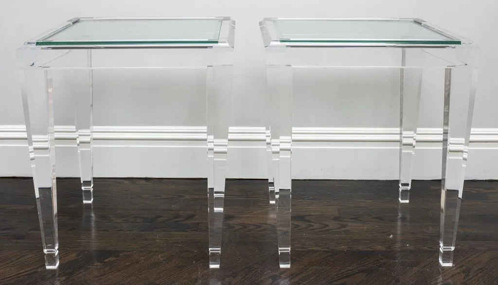 Modern Art Deco Revival Acrylic Side Tables