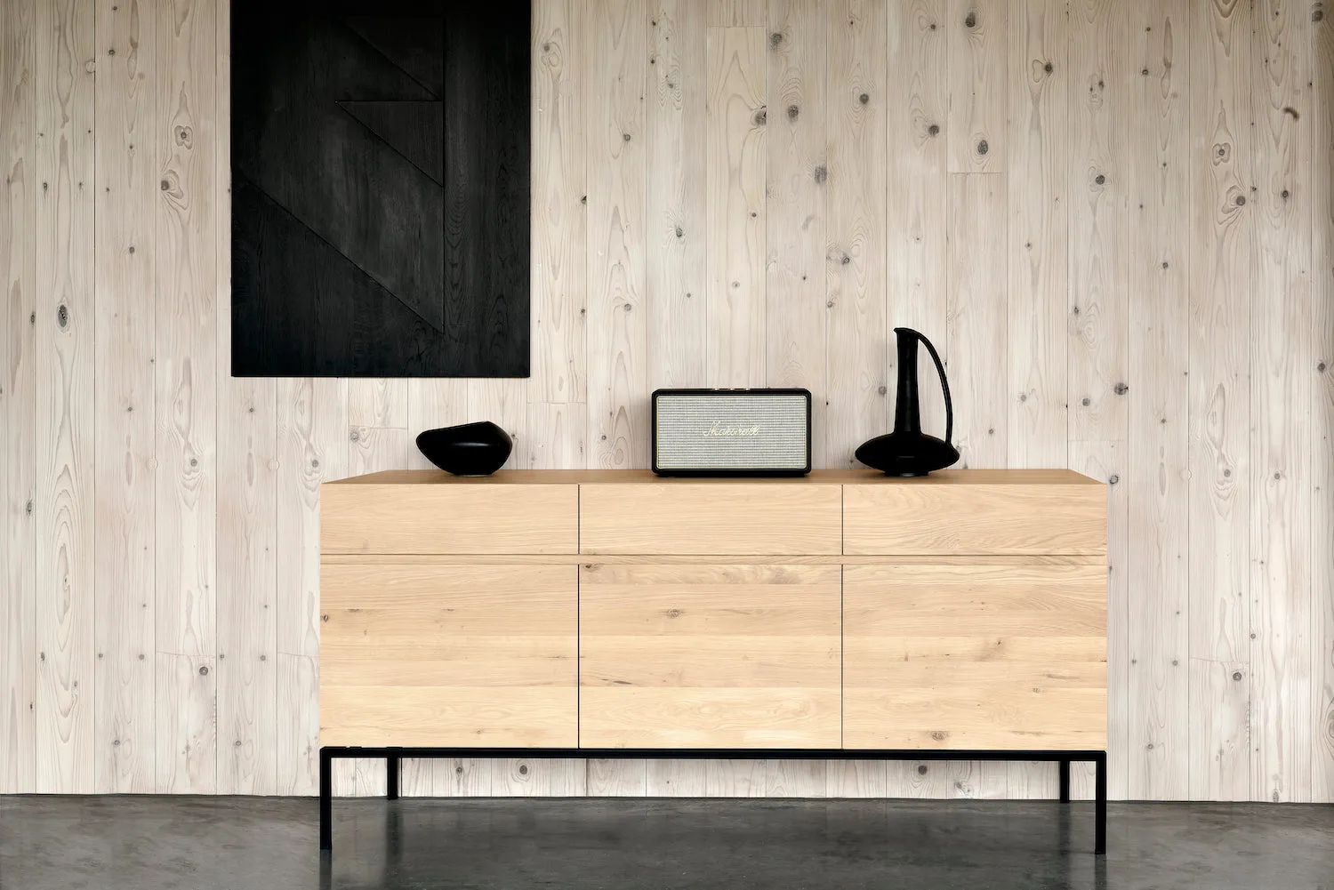 Oak Ligna Sideboard - Black Metal Legs