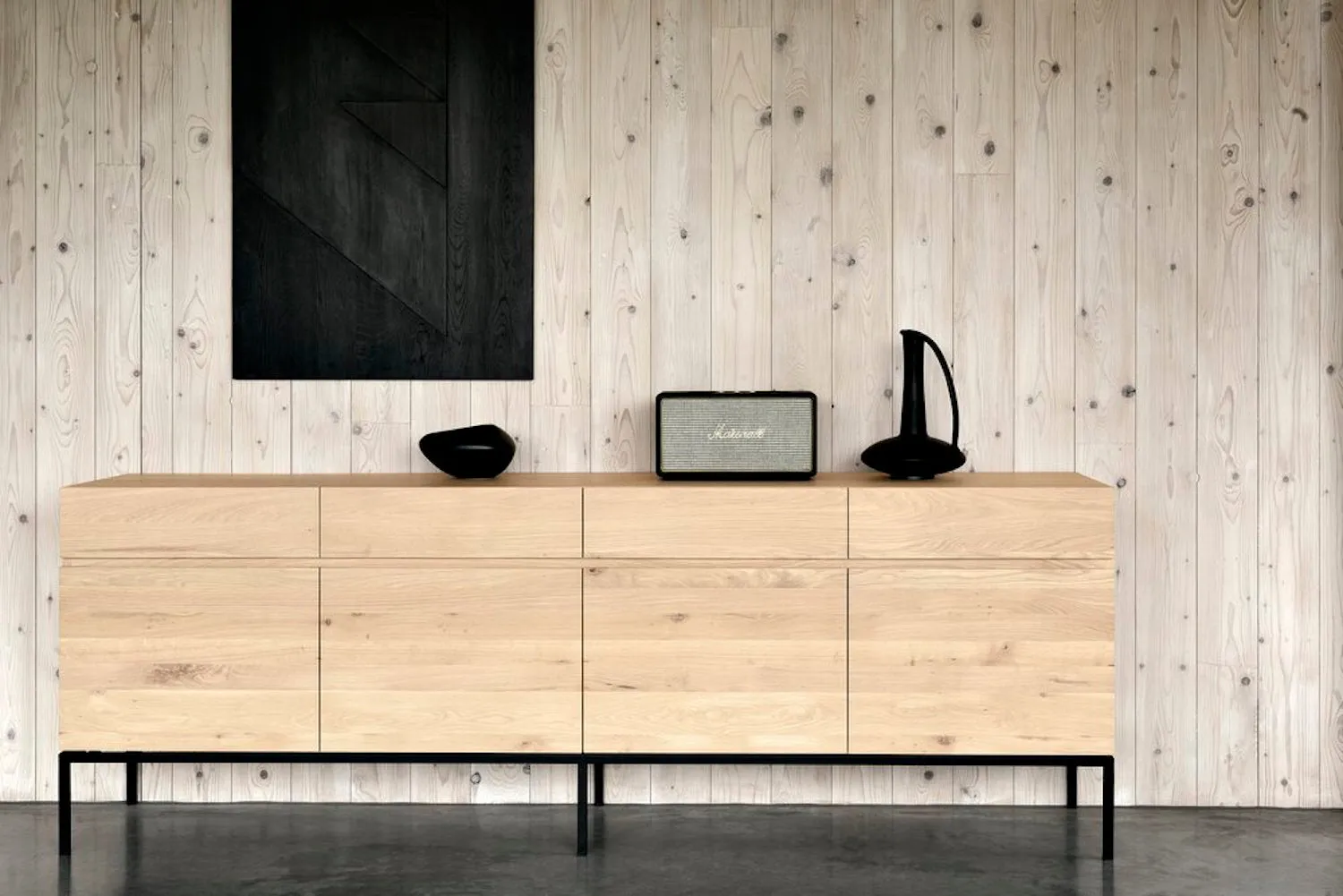 Oak Ligna Sideboard - Black Metal Legs