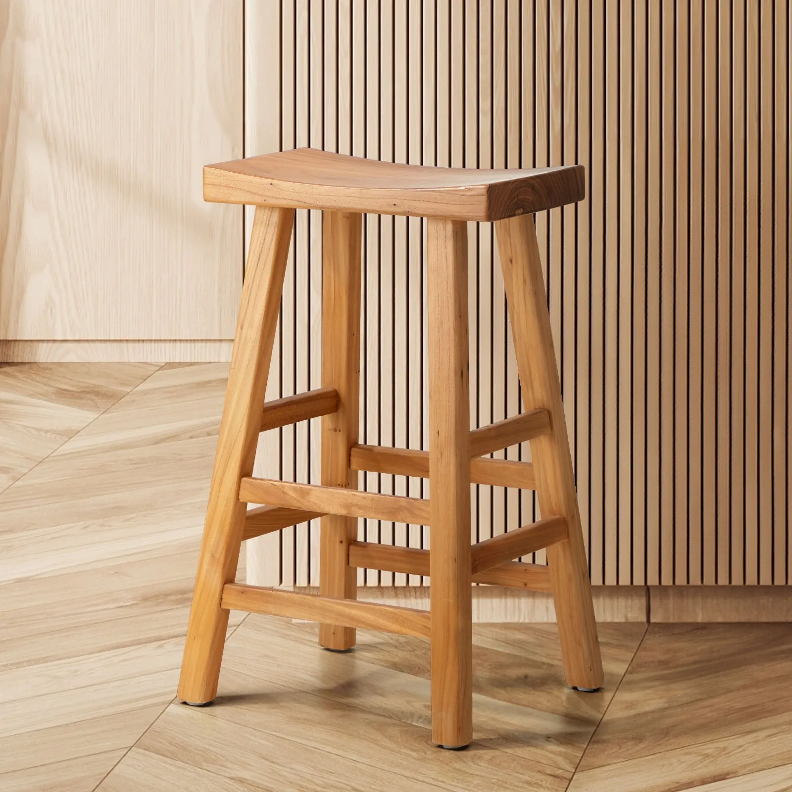 Oikiture Bar Stools Kitchen Stool Wooden Counter Chairs Barstools X2 X4