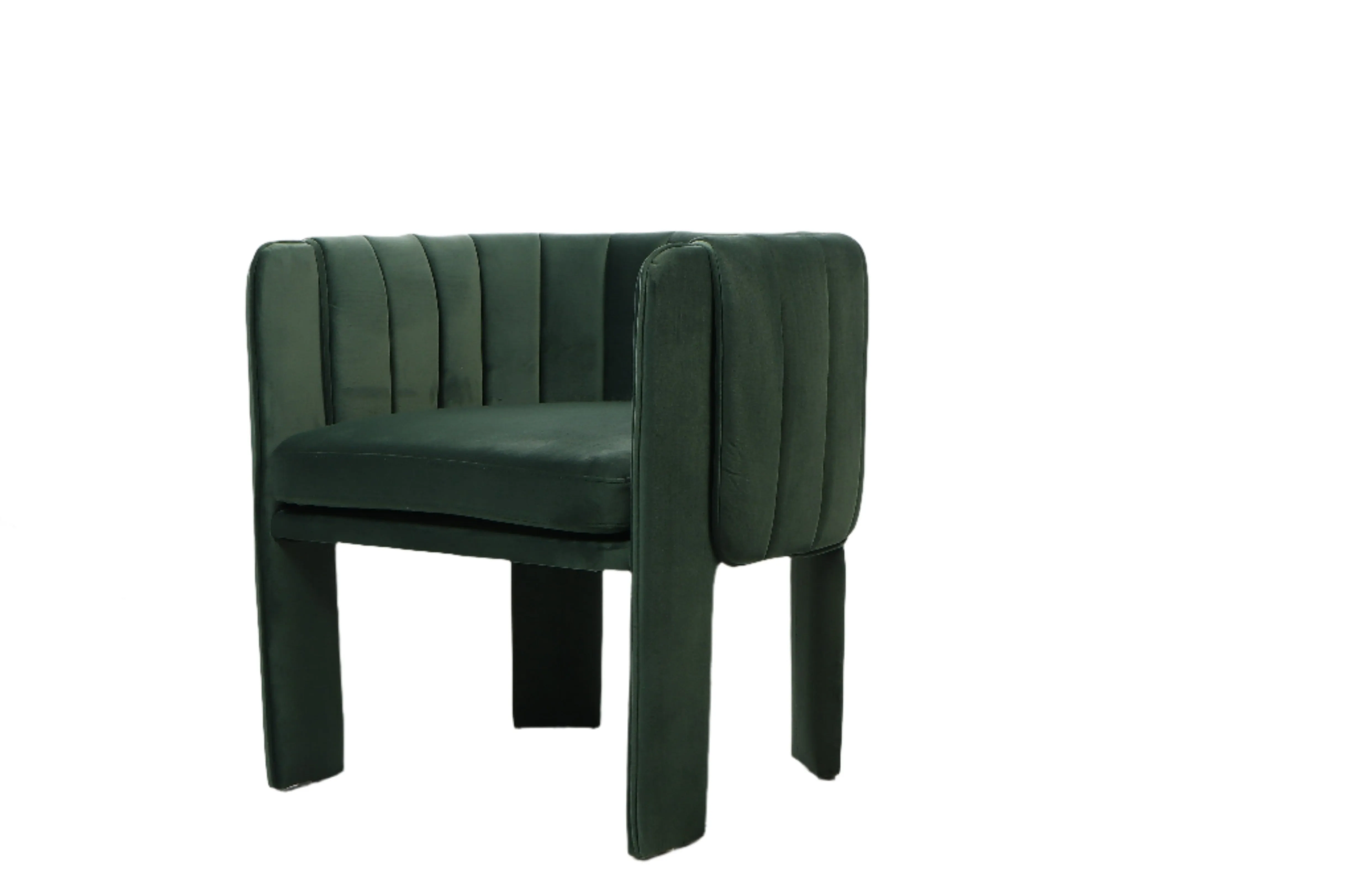 Olivia Channel Tufted Armchair Barrel Chair in Green