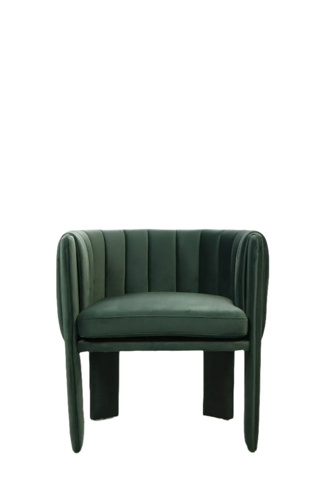 Olivia Channel Tufted Armchair Barrel Chair in Green