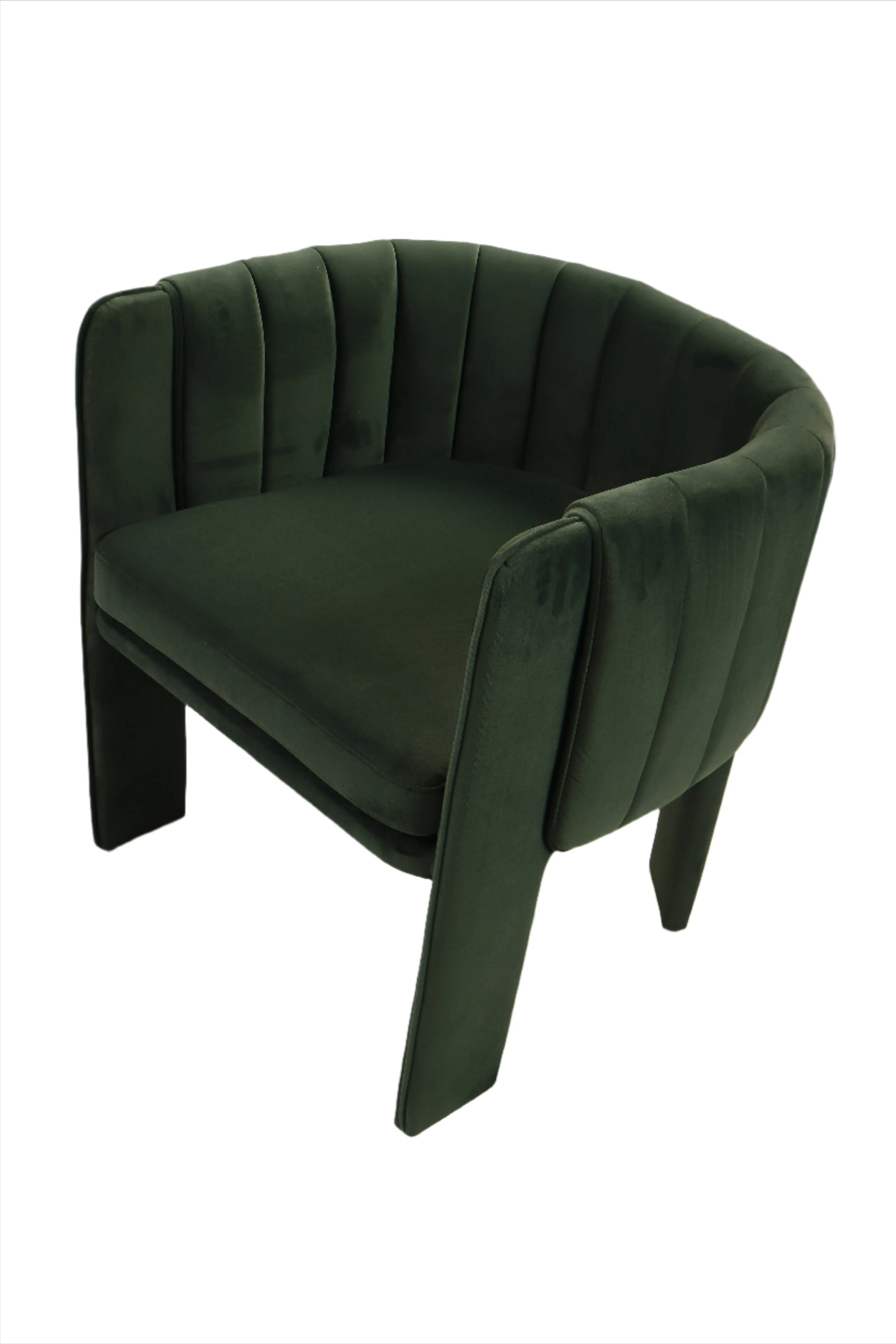 Olivia Channel Tufted Armchair Barrel Chair in Green