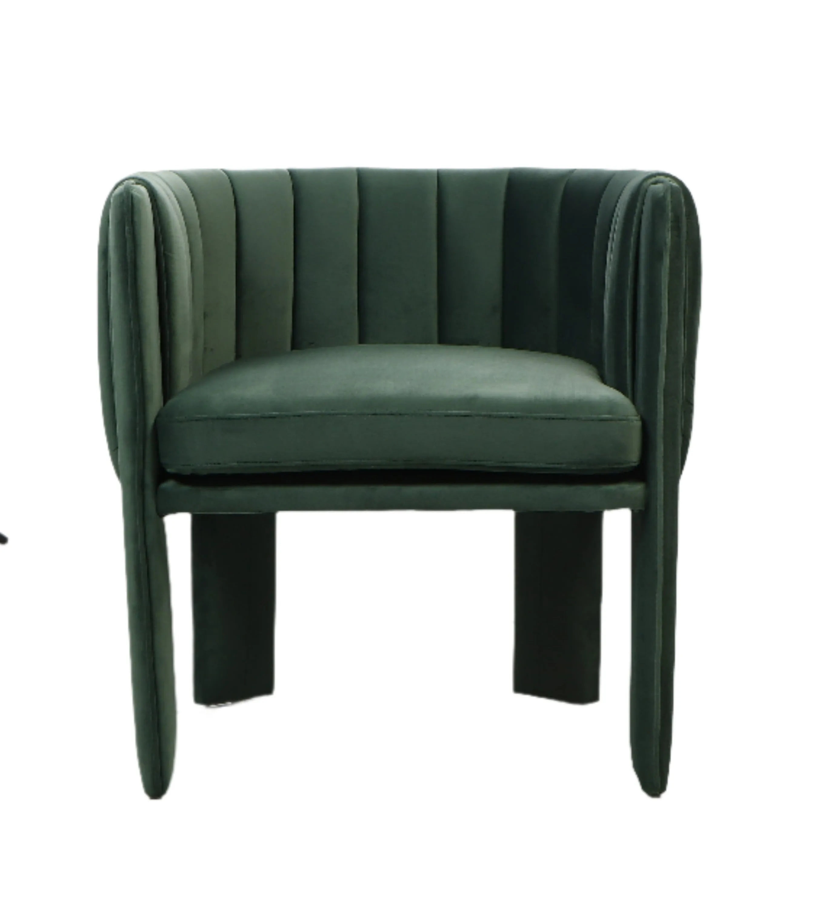 Olivia Channel Tufted Armchair Barrel Chair in Green