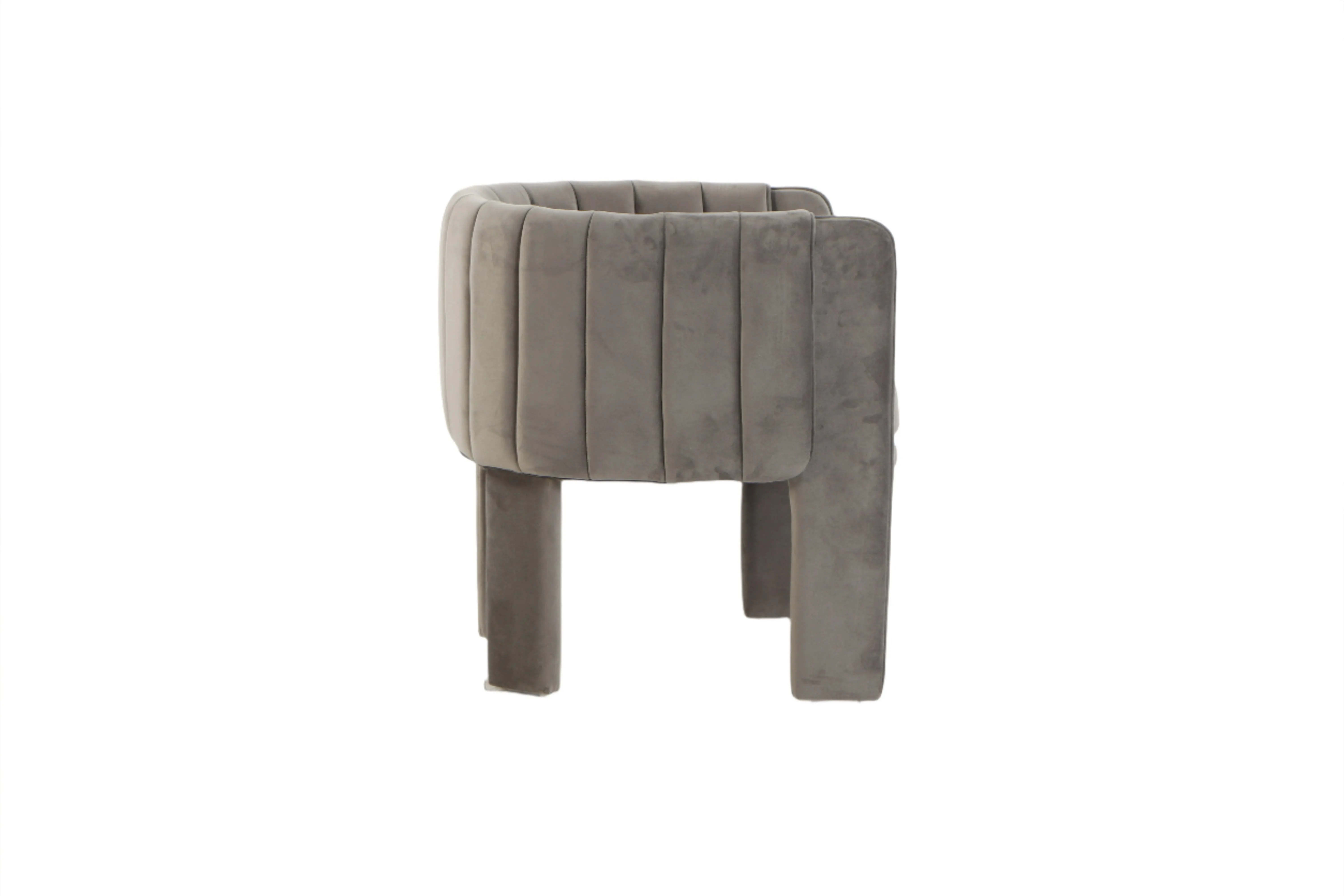 Olivia Channel Tufted Dining Armchair Chair in Gray