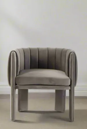 Olivia Channel Tufted Dining Armchair Chair in Gray