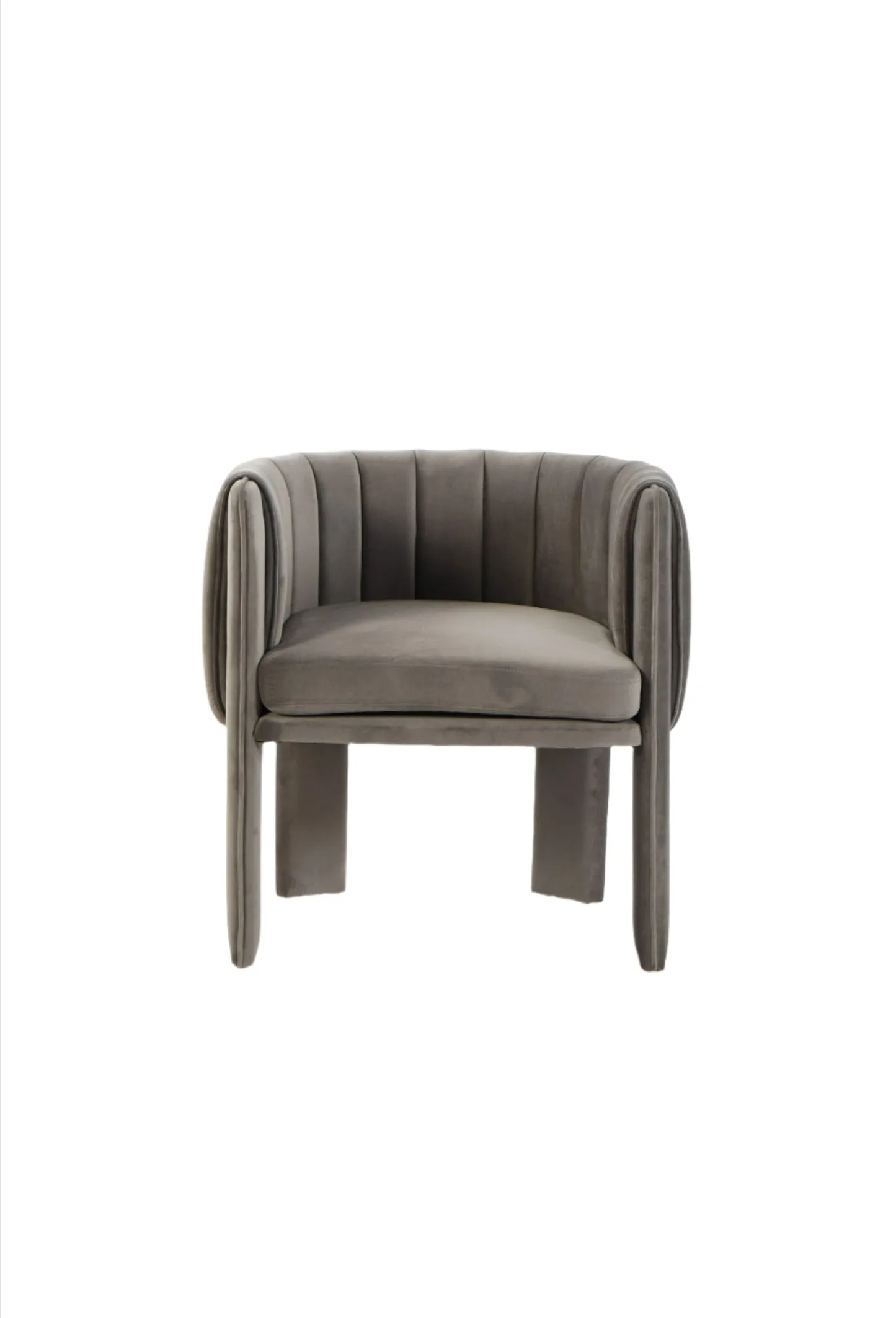 Olivia Channel Tufted Dining Armchair Chair in Gray