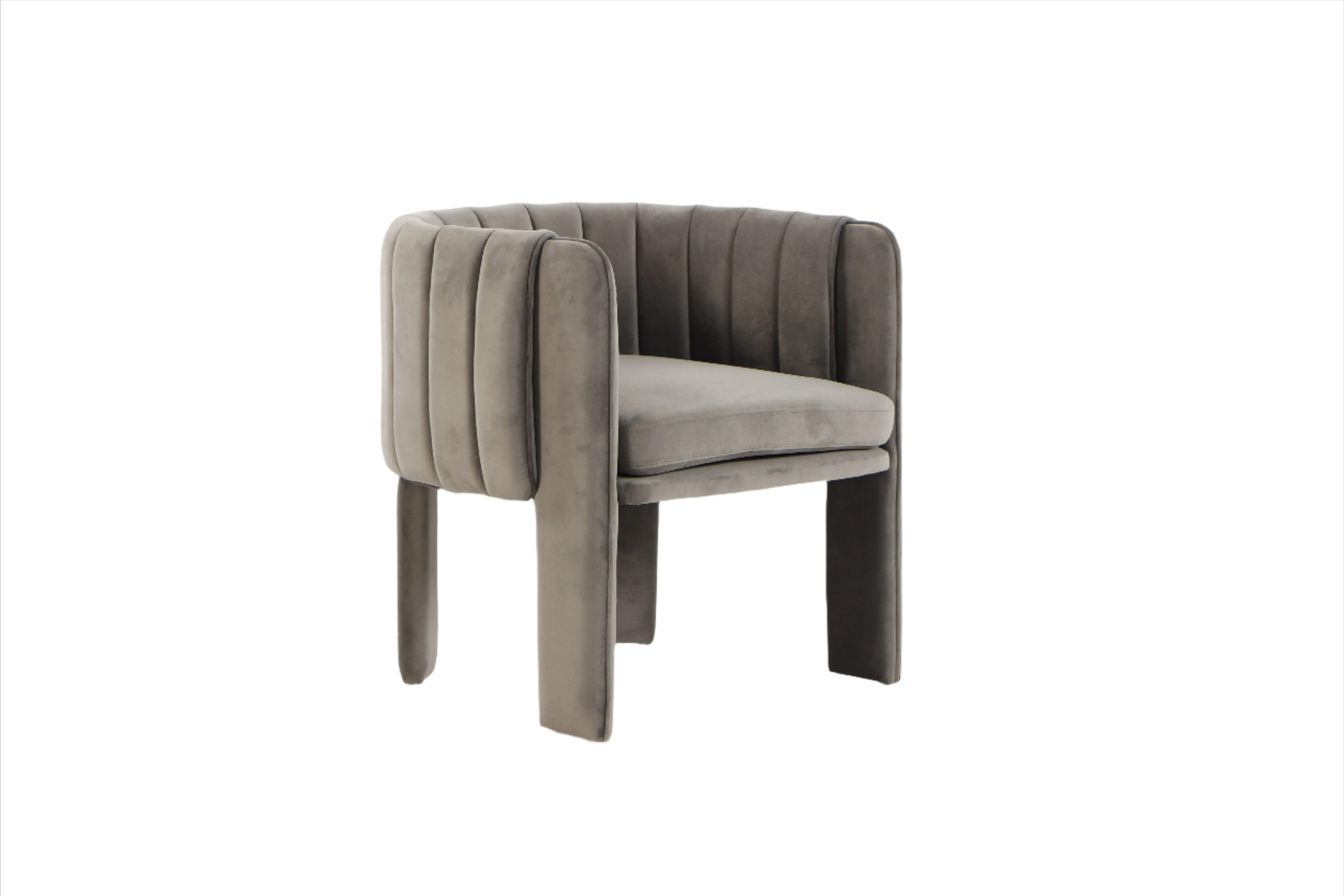 Olivia Channel Tufted Dining Armchair Chair in Gray