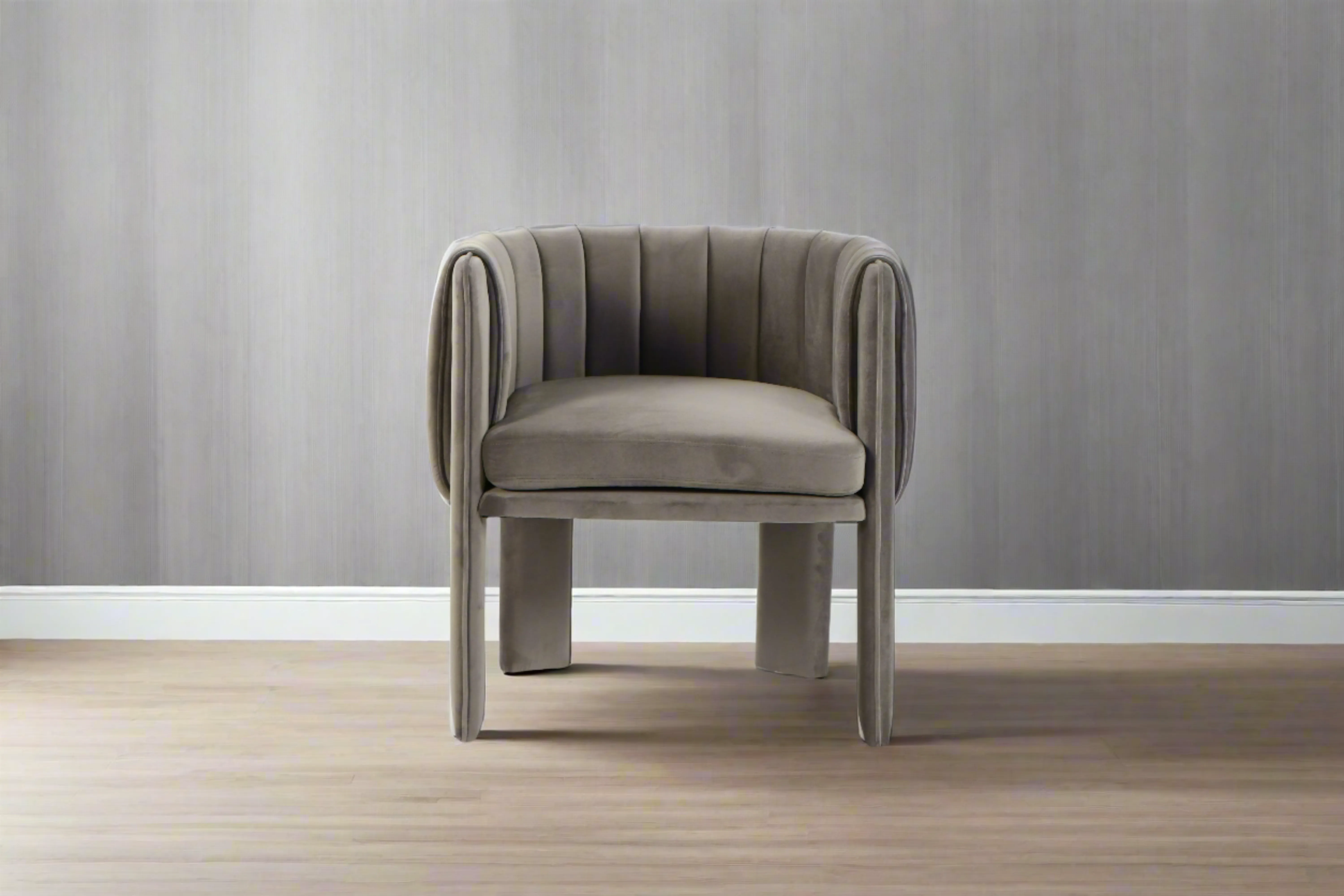 Olivia Channel Tufted Dining Armchair Chair in Gray