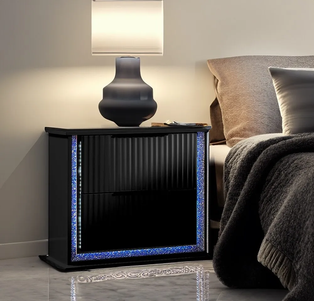 Pallas LED Nightstand in Black - Stylish Accent