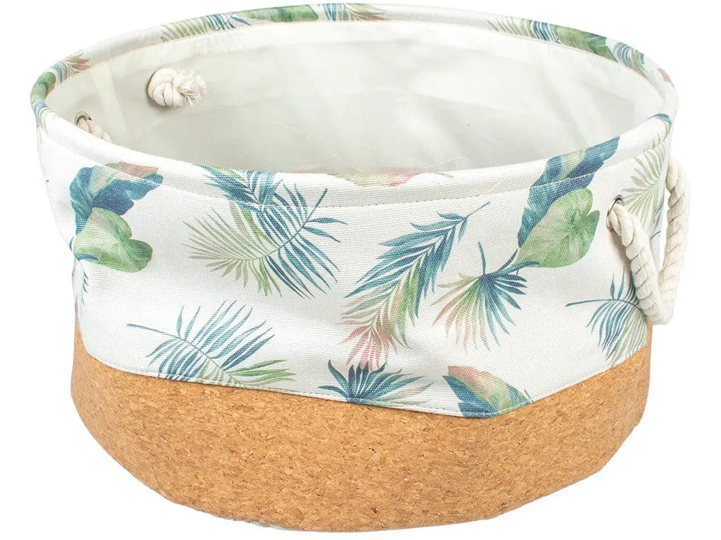 Palm Cork & Poly basket round L - 45x45x25cm Multicolour