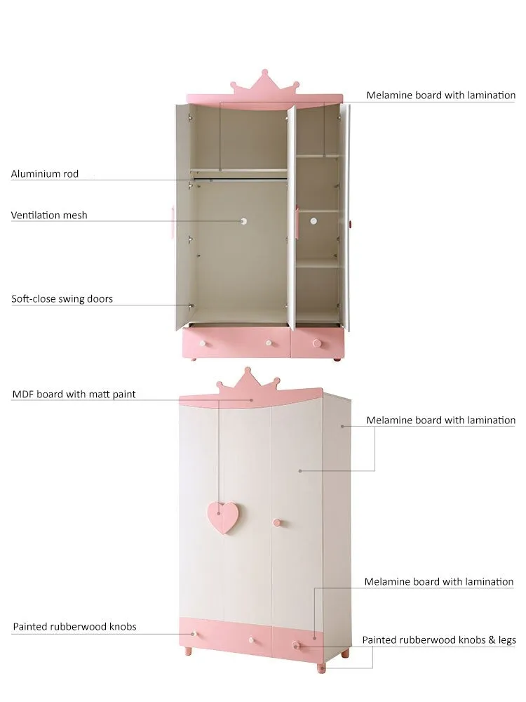 Princess Isabella Pink Wardrobe Cabinet