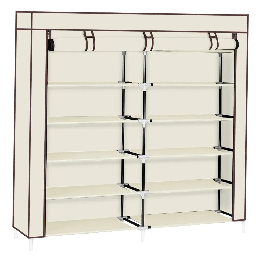 RONSHIN 7 Layers 14 Grids Shoe Rack Portable Shoe Cabinet Beige