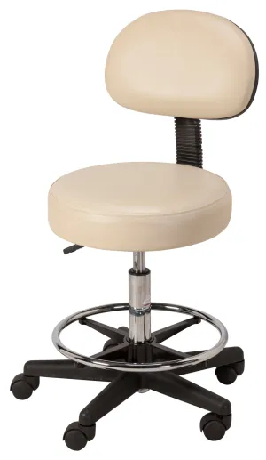 Round Rolling Stool With Ergonomic Backrest