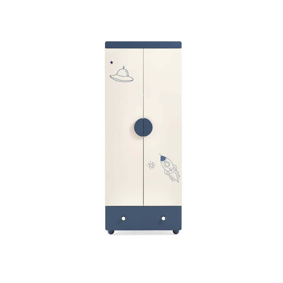 Space Boy Navy and White Wardrobe Rack