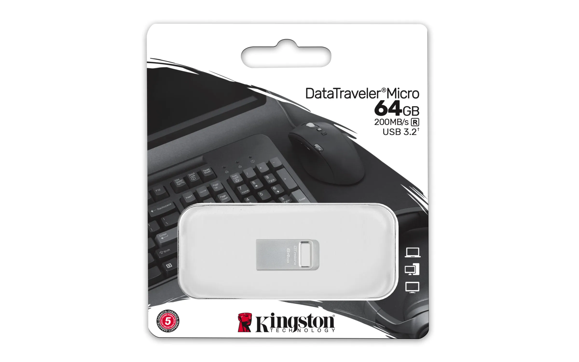 Stick 64Gb Usb 3.2 Kingston Datatraveler Micro Silver