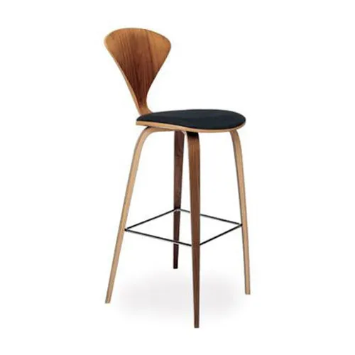 Stool with Wood Base - Upholstered Seat