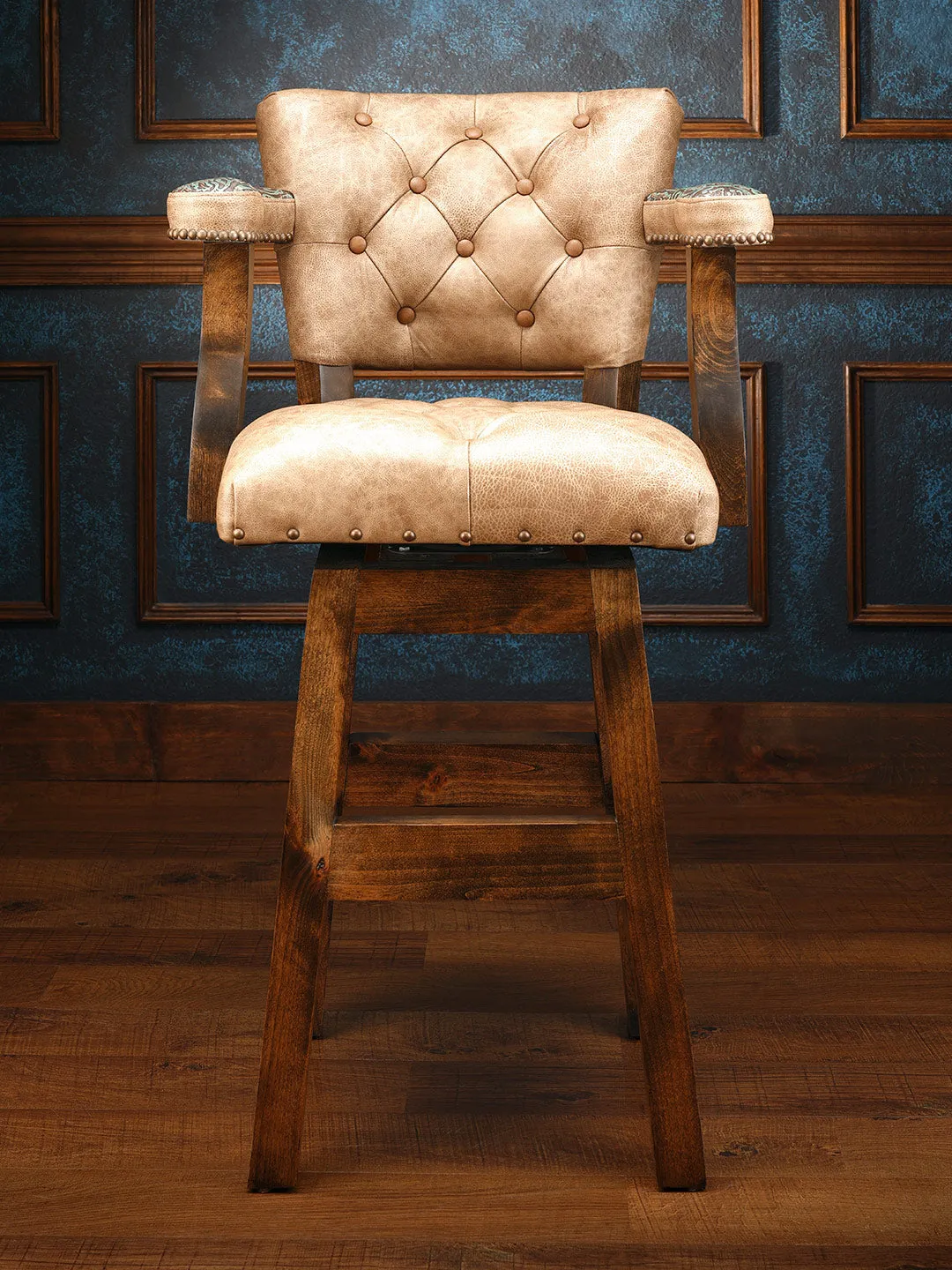 Tufted Saloon Leather Chisum Bar Stool