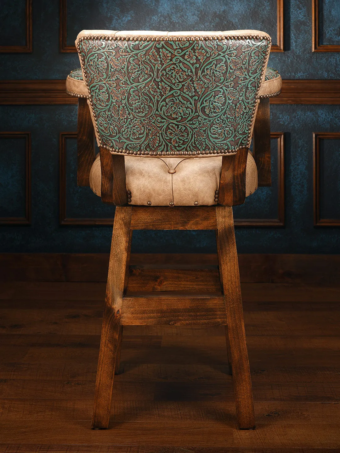 Tufted Saloon Leather Chisum Bar Stool