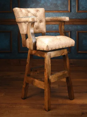 Tufted Saloon Leather Chisum Bar Stool