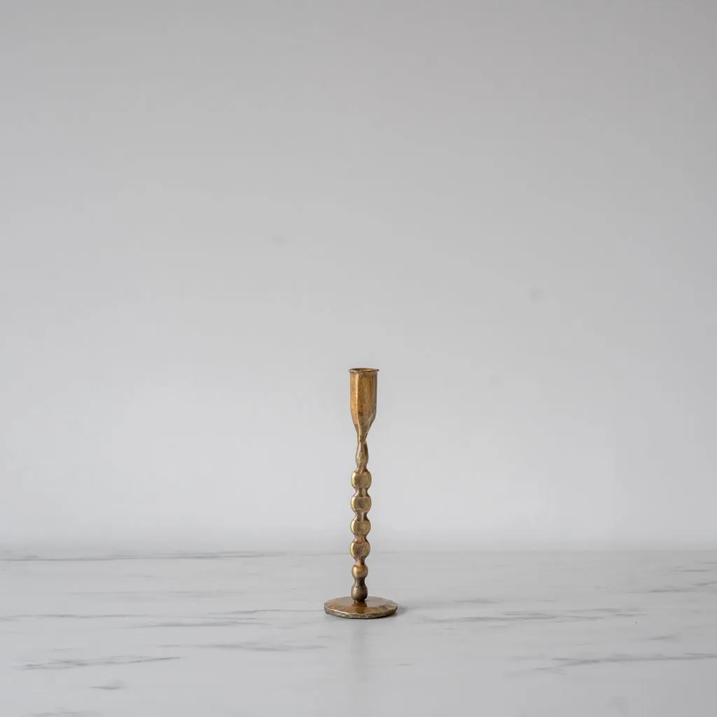 Twisted Antiqued Brass Candle Holder