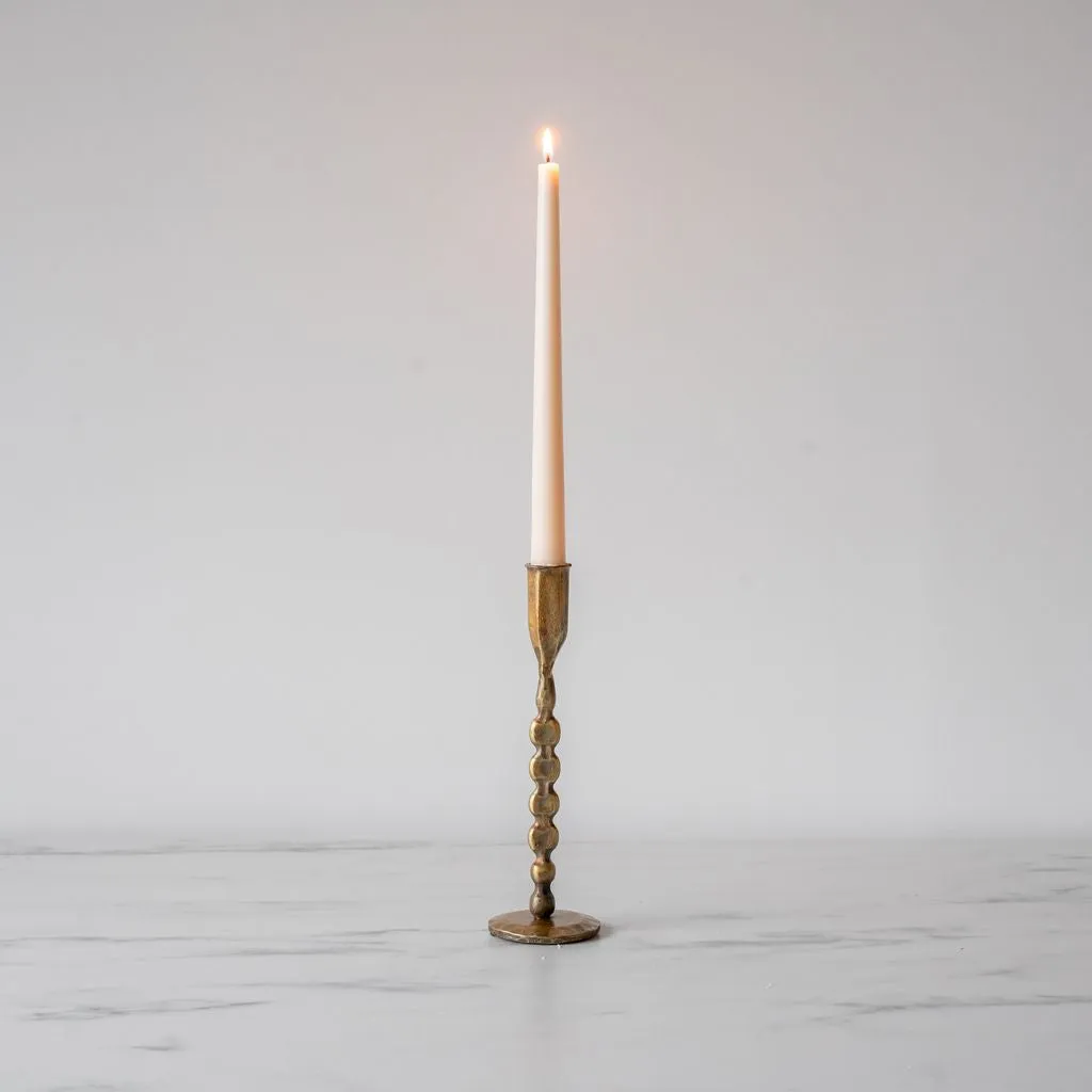 Twisted Antiqued Brass Candle Holder