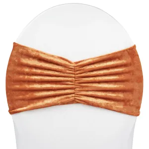 Velvet Ruffle Stretch Chair Band - Rust